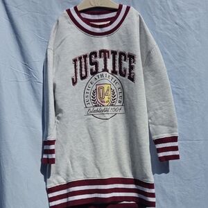 Justice Light Gray & Burgundy Athletic Tunic Sweatshirt XS (4-5)